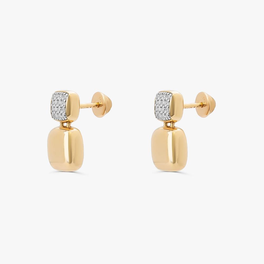 Brinco Duplo com Pavê de Diamante em Ouro Amarelo 18k - 3