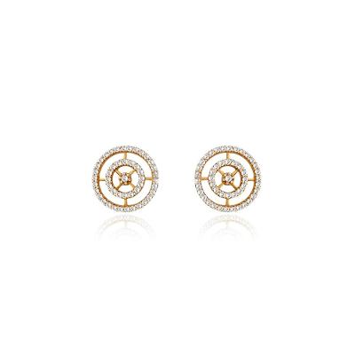 Brinco Círculos com Diamante em Ouro Amarelo 18k