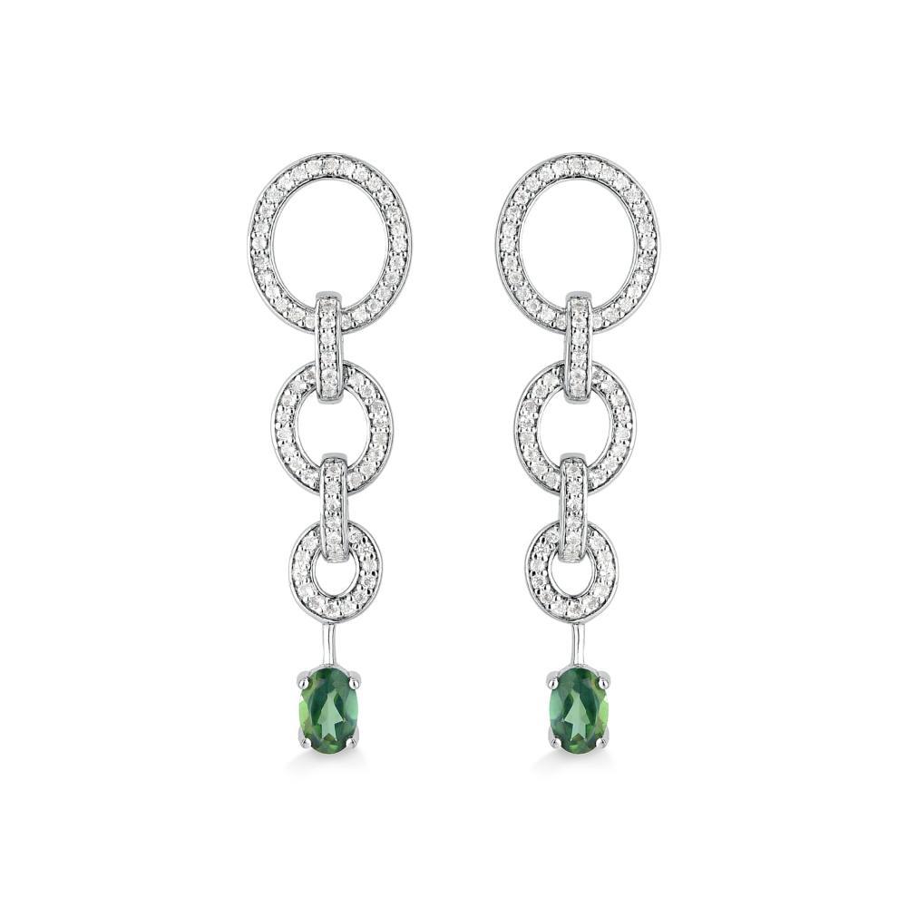 Brinco Elos com Topázio Verde e Safira In em Prata 925 - 1