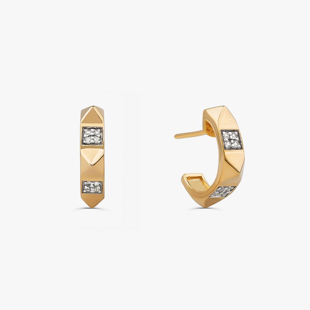 Brinco Argola Spike com Topázio In em Prata 925 com Banho de Ouro Amarelo 18k - 1