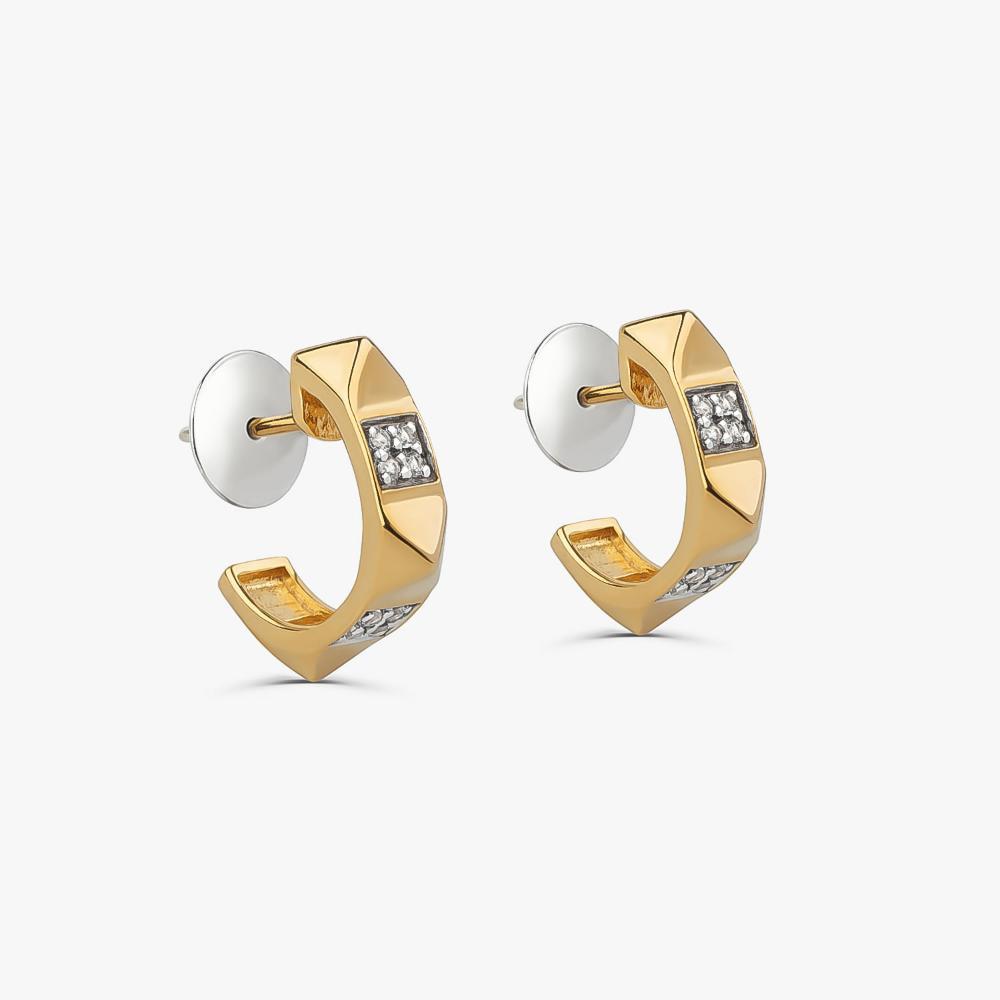 Brinco Argola Spike com Topázio In em Prata 925 com Banho de Ouro Amarelo 18k - 3