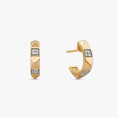 Brinco Argola Spike com Topázio In em Prata 925 com Banho de Ouro Amarelo 18k