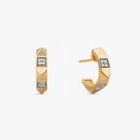 Brinco Argola Spike com Topázio In em Prata 925 com Banho de Ouro Amarelo 18k - 1