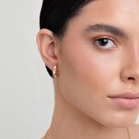 Brinco Argola Spike com Topázio In em Prata 925 com Banho de Ouro Amarelo 18k - 2