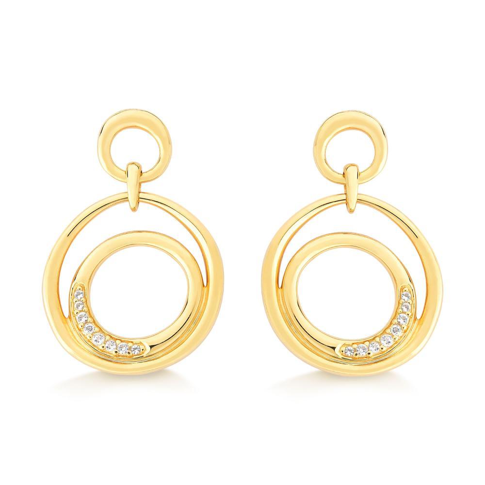 Brinco Círculos Orgânico com Topázio In em Prata 925 com Banho de Ouro Amarelo 18K - 1