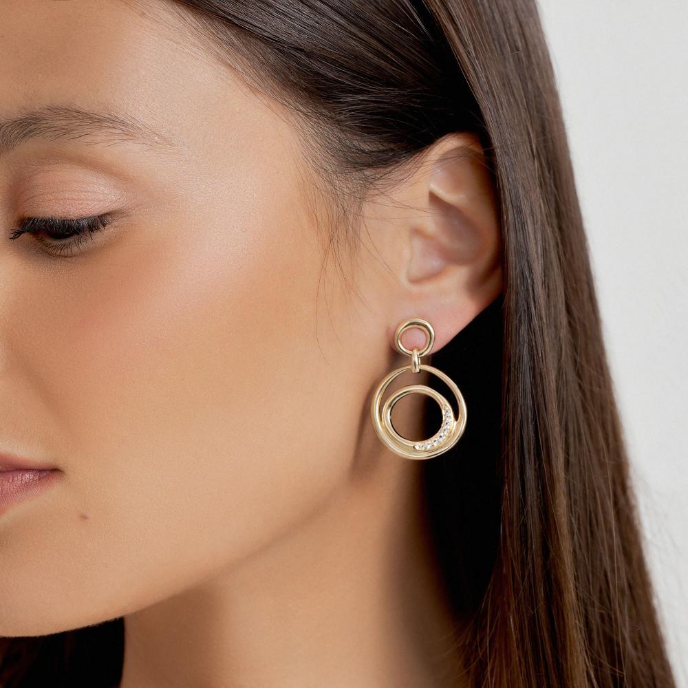 Brinco Círculos Orgânico com Topázio In em Prata 925 com Banho de Ouro Amarelo 18K - 2