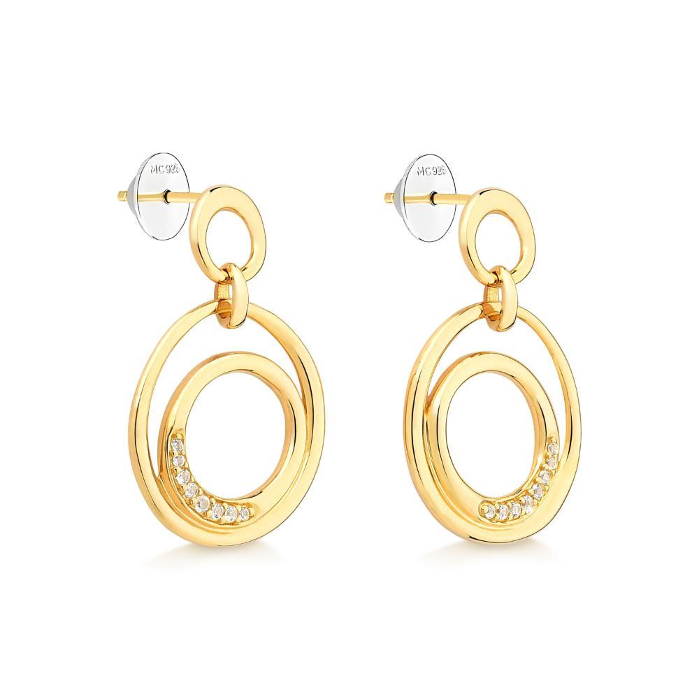 Brinco Círculos Orgânico com Topázio In em Prata 925 com Banho de Ouro Amarelo 18K - 3