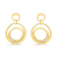 Brinco Círculos Orgânico com Topázio In em Prata 925 com Banho de Ouro Amarelo 18K - 1