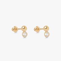 Brinco Com Zircônia In em Ouro Amarelo 18k - 3