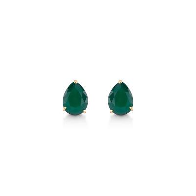 Brinco Com Quartzo Verde em Ouro Amarelo 18k