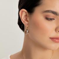 Brinco com Quartzo Fumê e Diamantes em Ouro Amarelo 18k - 2