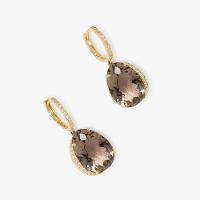 Brinco com Quartzo Fumê e Diamantes em Ouro Amarelo 18k - 3