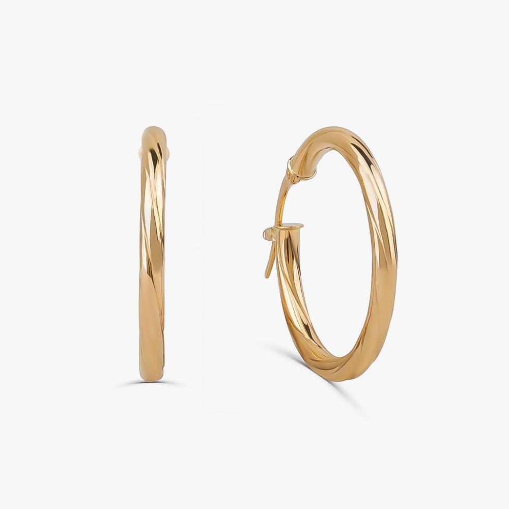 Brinco Argola Trabalhada  Fio Redondo em Ouro Amarelo 18k - 20 mm - 1