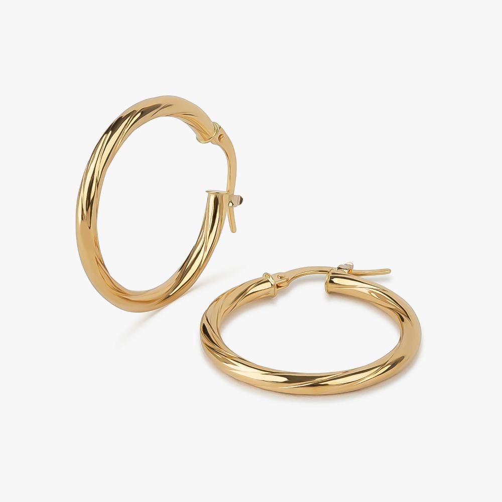 Brinco Argola Trabalhada  Fio Redondo em Ouro Amarelo 18k - 20 mm - 4