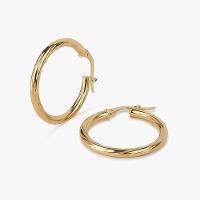 Brinco Argola Trabalhada  Fio Redondo em Ouro Amarelo 18k - 20 mm