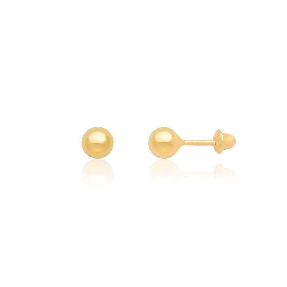 Brinco Infantil Esferas em Ouro Amarelo 18k - 4mm - 1