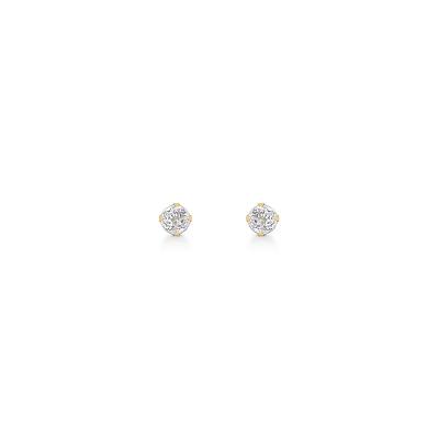 Brinco Infantil com 9 Pontos de Diamantes em Ouro Amarelo 18k