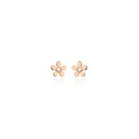 Brinco Infantil Flor com 2 pontos de Diamantes em Ouro Rosé 18k - 2