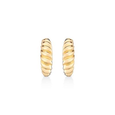 Brinco Argola Ondulada em Prata 925  com Banho de Ouro 18k