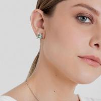 Brinco com Prasiolita e Safira In em Prata 925 - 2