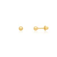 Brinco Infantil Esferas em Ouro Amarelo 18k -  3mm - 1