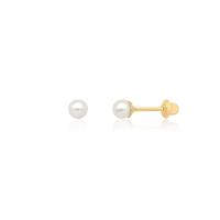 Brinco Infantil Pérolas em Ouro Amarelo 18k - 3mm - 1