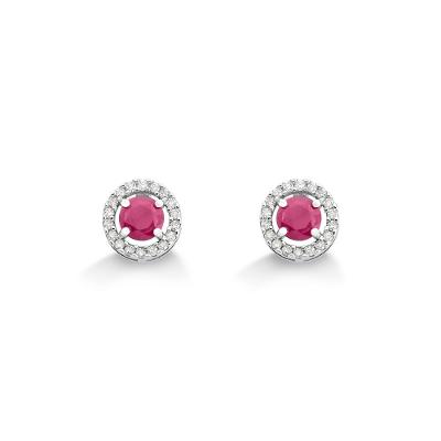 Brinco em Ouro Branco com Diamante, Rubi