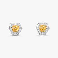 Brinco Hexagonal com Citrino e Safira In em Prata 925 - 1