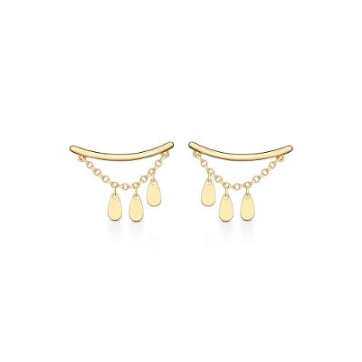 Brinco Earcuff Gotas Articuladas em Ouro Amarelo 18k