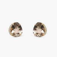 Brinco em Ouro Amarelo com Diamante e Quartzo Fumê - 1