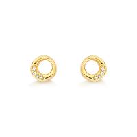 Brinco Círculo Orgânico com Topázio In em Prata 925 com Banho de Ouro Amarelo 18K - 1