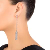 Brinco Franja Correntes com Safira em Prata 925 - 3