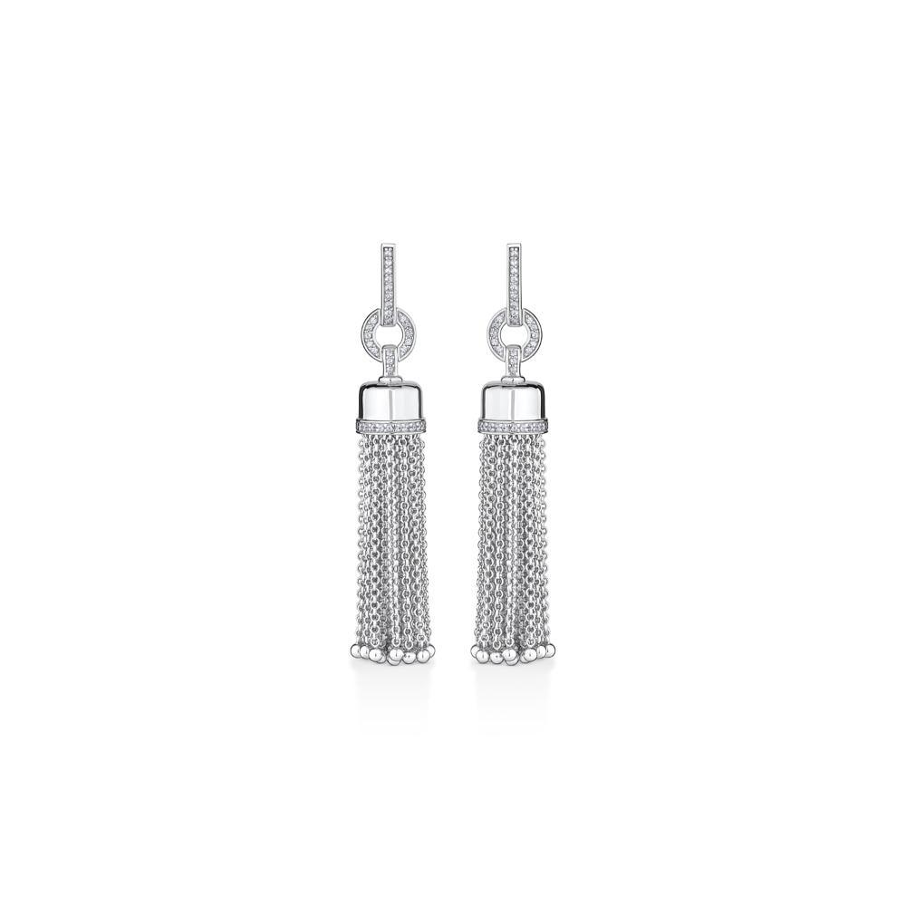 Brinco Franja Correntes com Safira em Prata 925 - 1