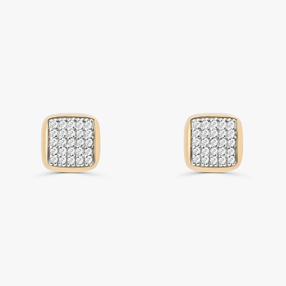 Brinco Stud com Pavê de Diamantes em Ouro Amarelo  18k - 1