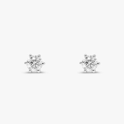 Brinco Solitário com 100 Pontos de Diamantes em Ouro Branco 18k