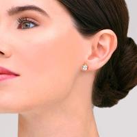 Brinco Stud Hexagonal com Quartzo Murion em Ouro Rosé 18k - 2