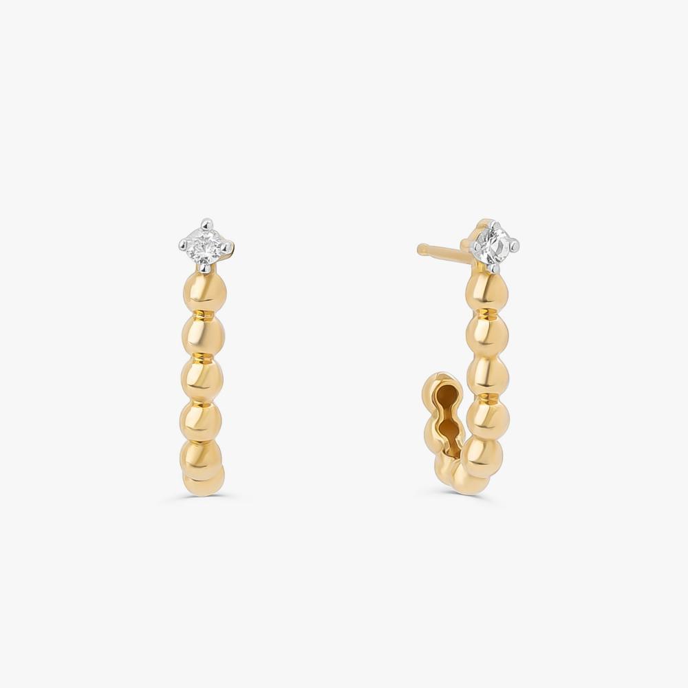 Brinco Meia Argola com Topázio In em Ouro Amarelo 18k - 1