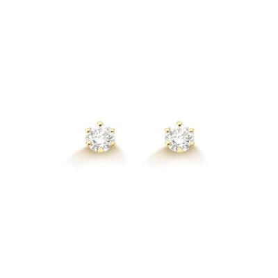 Brinco Solitário com 40 Pontos de Diamantes em Ouro Amarelo 18k