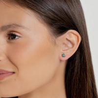 Brinco Solitário com Topázio Verde e Safira In em Prata 925 - 2