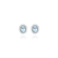 Brinco Oval com Topázio Azul e Topázio In em Prata 925 - 1