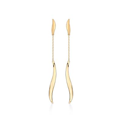 Brinco Longo Onda em Ouro Amarelo 18k