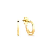 Brinco Meia Argola Dupla 12mm em Prata com Banho de Ouro Amarelo 18k - 1