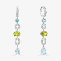 Brinco Longo com Peridoto, Topázio Azul e Safira In em Prata 925 - 1