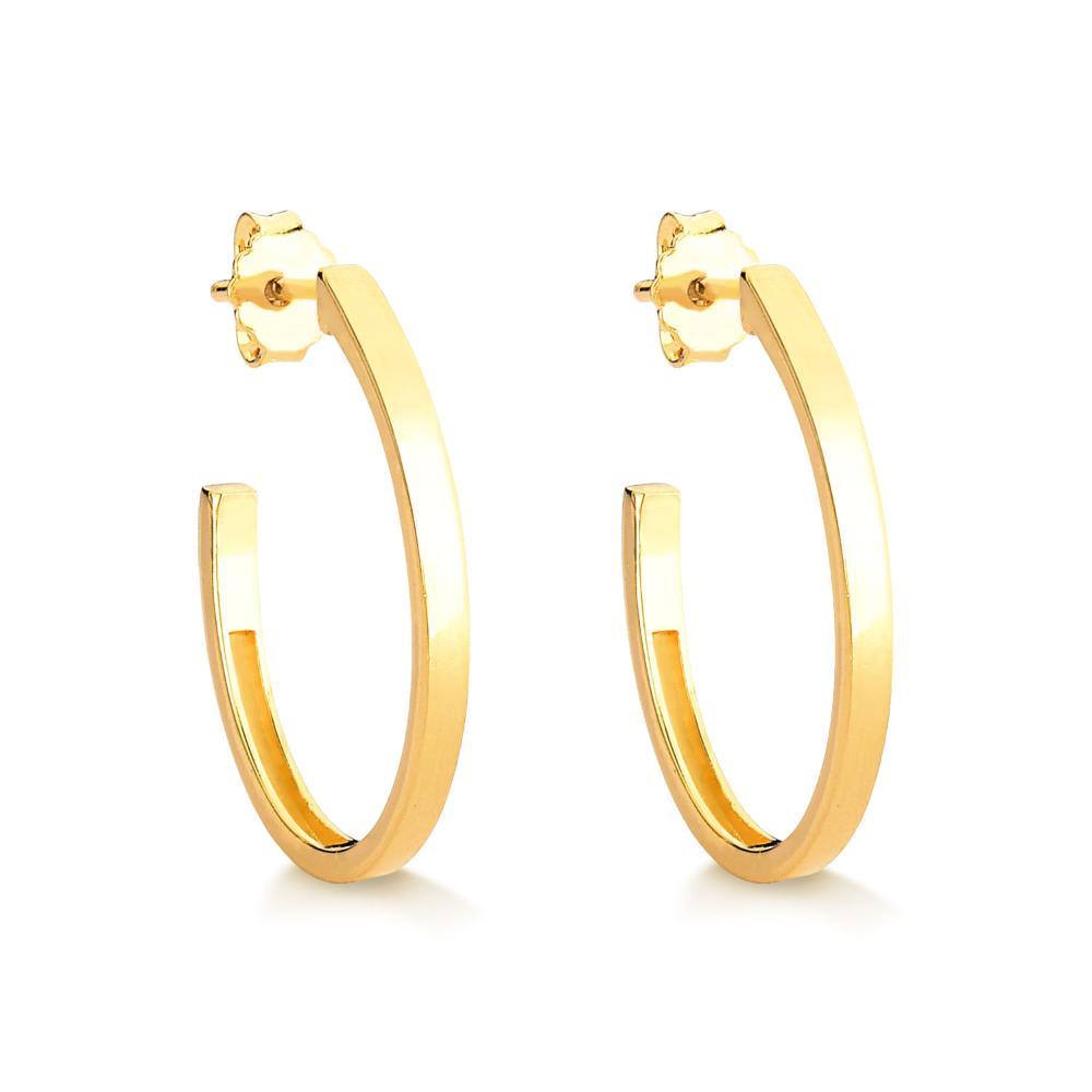 Brinco Meia Argola Oval 22mm em Prata com Banho de Ouro Amarelo 18k - 2