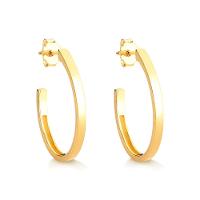 Brinco Meia Argola Oval 22mm em Prata com Banho de Ouro Amarelo 18k - 2
