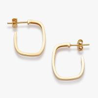 Brinco Meia Argola Quadrada 21mm em Prata com Banho de Ouro Amarelo 18k - 3