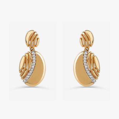 Brinco Oval Duplo com Diamantes em Ouro Amarelo 18k