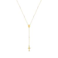 Colar Terço Medalha Milagrosa com Pérolas em Ouro Amarelo 18k - 1