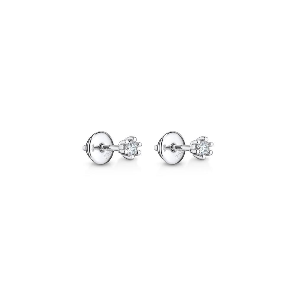 Brinco Solitário com 10 Pontos de Diamantes em Ouro Branco 18k - 2