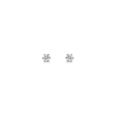 Brinco Solitário com 10 Pontos de Diamantes em Ouro Branco 18k